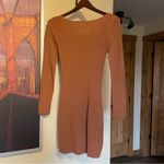 ASOS Open Corset Back Bodycon Long Sleeve Stretch Knit Sweater Mini Dress 8 Photo 4