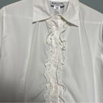 Pendleton  Petites Button Down Ruffle White Long Sleeve Shirt Women’s Size 18 Photo 2