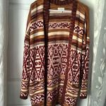 Lucky Brand  Jacquard Boyfriend boho cotton Cardigan Oversized Sweater size M Photo 1