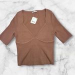 Free People #81 NWT Teagan Swit Short Sleeve in Latte Photo 4