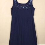 Tommy Bahama  Women’s Bead Sequin Rhinestone Floral Navy Blue Tank A-Line Dress Photo 0