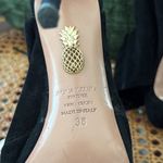 Aquazzura Sexy Thing Black Suede Cut Out Back Tie Open Toe Heels Size 8 Photo 4