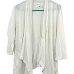 Lou & grey  Size XS Sweater White 3/4 Sleeve Asymmetrical Open Front‎ Cardigan Photo 0