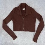 LA Hearts Double Zipper Brown Sweater Top Photo 1