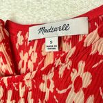 Madewell  Crinkled Button Back Floral Tie Front Full Bloom Georgette Blouse Red Photo 3