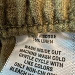 Wonderly  Green Linen Blend Loose Pants Cuffed Pockets, Elastic Waist P8 Photo 4