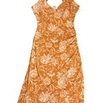 Joie Orange and White Floral Midi Dress  Size Medium Photo 0