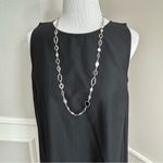 Loft  Black Sleeveless Dress with Eyelet Trim Small NWT Photo 5