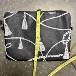 Chico's Black Navy Blue Tassel Cosmetic Travel Tablet Tech Handbag Clutch NWT Photo 2