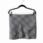 Free People  Plaid Fringe Faux Wrap Gray Mini Skirt Sz 12 Photo 2
