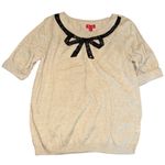 Elle Gray Half Sleeve Top with Black Bow Detail Photo 1