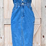 Sincerely Jules Blue Denim Strapless Button Up Raw Hem Midi Dress~S~New Photo 0