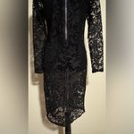 Boohoo EUC  Black Floral Lace Zip Up Long Sleeve Sheer Dress size 6 Photo 7