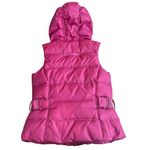 Eddie Bauer Women’s XS Goose Down Puffer Vest Fuchsia Pink Hooded Winter Warm Photo 4