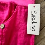 Puro Lino Made in Italy 100% Linen Beachy Coastal Pants Hot pink pockets Large Photo 1