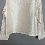 Silk Jacket White Ivory Beads Lace Shell Buttons Norm Thompson Medium Elegant Photo 5