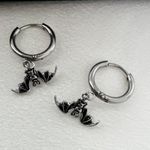 Bat Dangle Drop Earrings for Men Women,Streetwear Punk Hip Hop Unisex Style Silver Photo 1