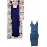 Grace Karin Navy Blue Spaghetti Straps V-Neck Ruched Bodycon Dress Medium NEW Photo 1