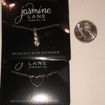 Jasmine  Lane Gold Tone Dainty Heart and CZ Rhinestone Drop Necklace Set Photo 2