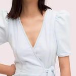 Kate Spade NJMUA508 Denim Wrap Dress Size 0 Bleached Indigo Midi Dress NWT Photo 3