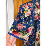 Richard Warren 100% Silk Floral Jacket 14 Vintage Puff Sleeve Evening Top Blue Photo 3