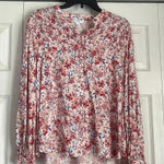 Time & Tru Floral pattern business casual top button down top Pink Size M Photo 0