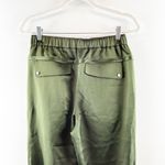 Halston Heritage Satin High Waisted Tapered Leg Joggers Pants Dark Forest Green Photo 8