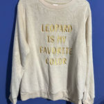 secret treasures Cream Sweater Leopard Is My Favorite Color Fuzzy Cozy  Large Top Photo 0