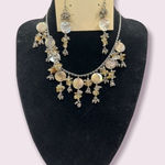 Natural Shell Necklace Pierced Earring Set Beach Boho Tropical Coastal New Tan Photo 0