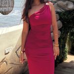 ZARA  elegant asymetria  One-Shoulder drapped Pink dress evening holiday wedding  Photo 0