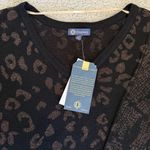Democracy  Sweater Mixed Animal 3/4 Sleeves Size M Black Gold Party Holiday Boho Photo 6