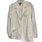 Moshiko Women's Jacket Blazer Linen Blend Long Pockets Career Cream Size XXL Photo 5