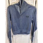 Kendall + Kylie Kendall Kylie Velour Funnel Neck Cropped Hoodie Blue XS Photo 1