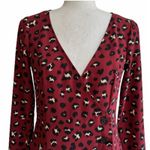 Divided Dress Red Burgundy Animal Print V-Neck Long Sleeve Wrap Dress Size 6 NEW Photo 4