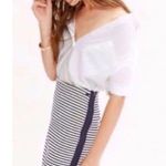 Madewell | Classic Preppy Eventide Stripped Side Zip Pencil Skirt Size S Small Photo 2