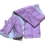 Fownes NWOT Pink Suede & Faux Fur Scarf & Mittens Pink Photo 0