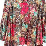 LM London Muse Womens Lagenlook Dark Flare Sleeve Velvet Burnout Floral Blouse M Red Size M Photo 5
