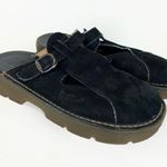 Dr. Martens Black Suede Slip On Buckle Clog Shoes Photo 0