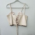 ASOS NEW Amy Lynn PU Corset Crop Top Stone Faux Leather Size Large Photo 2