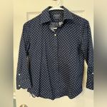 CHAPS  | Navy and white polka dot button down collared shirt, size SP Photo 0