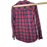 Miss Me  Womens Plaid Flannel Shirt Red Navy Long Sleeve Button Up Size S Photo 12
