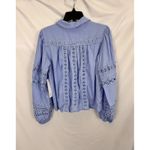 AQUA  Women's Crochet Trim Long Sleeve Button‎ Down Shirt - Blue Photo 6