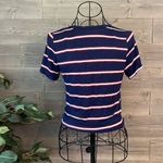 Gaze navy and white burgundy, striped short sleeve crop top Blue Photo 4