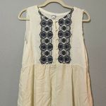 True Religion  Boho Cream Sleeveless Round Neck Embroidered Tunic Blouse Sz S Photo 1