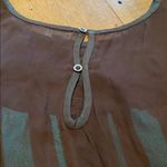 Carlisle  Vtg Sheer Whimsigoth Top w Ruffles w Silk Cami Chocolate Brown Blue 8 Photo 7