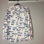 Charter Club  Button Up Shirt Linen Cotton White Sailboats Nautical Size XL Photo 4