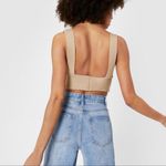 Nasty Gal Go For Knit Ribbed Bralette Halter Plunge V-neckline Oatmeal Beige L Photo 4