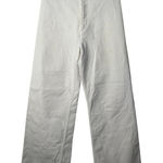 ZARA  Wide Leg Cropped Jeans High Waist Distressed Hem White Women‎ Size 6 Photo 0