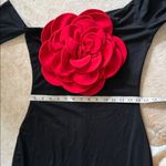Elegant Black Dress with a huge red rose Floral Accent size large Photo 7
