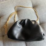 Understated Leather  mini crossbody bag, black, chain strap, scrunch clutch Photo 4
